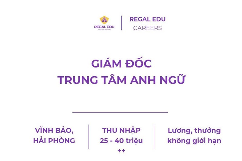 [ Vĩnh Bảo - Hải Phòng ] Giám đốc Trung tâm Anh ngữ 